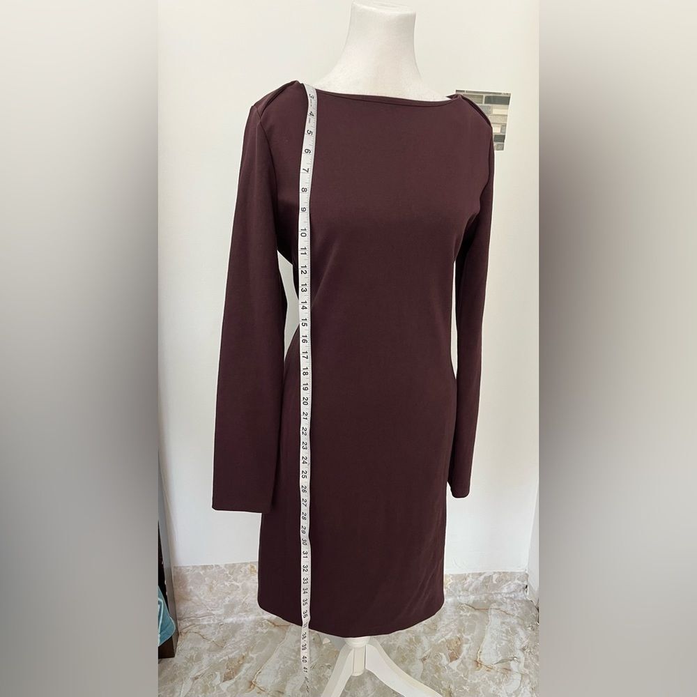 Duluth Trading Women’s Midi Dress Burgundy Long Sleeve Boat Neck Size S - Picture 7 of 16